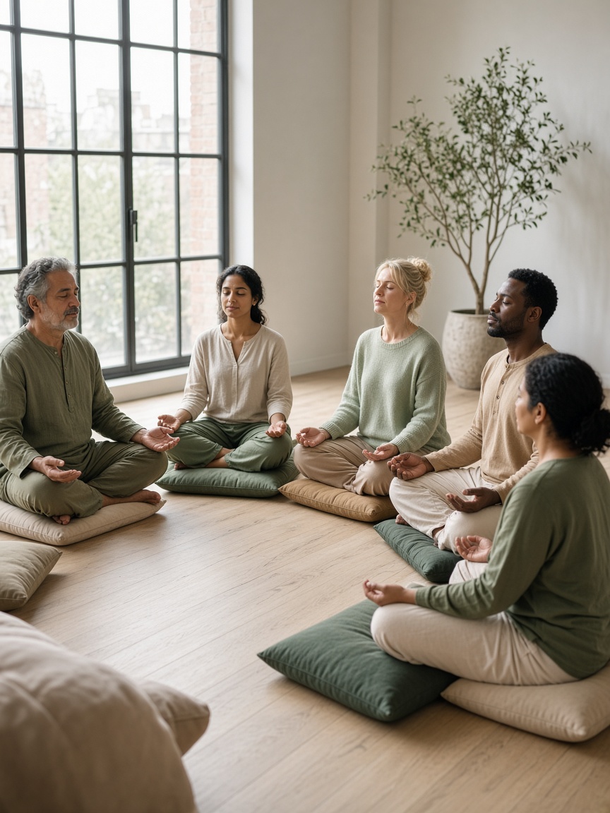 Small group circle in a studio